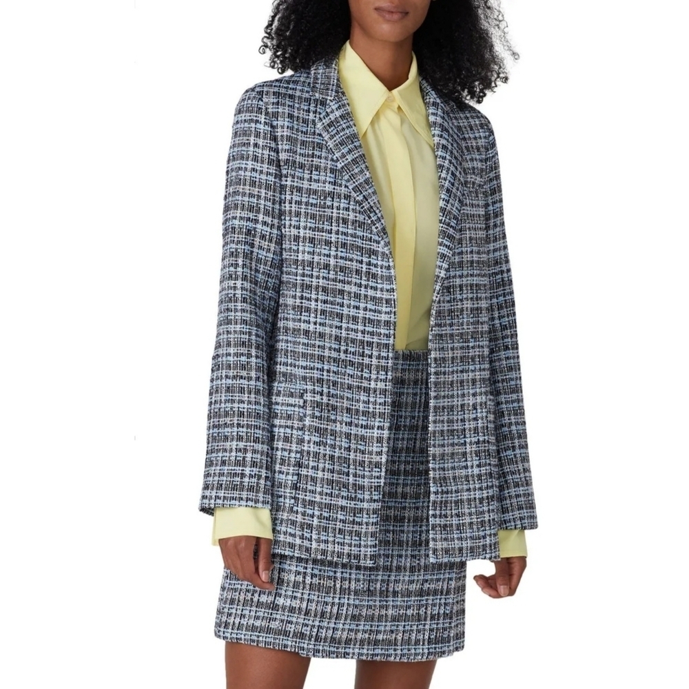 Adam Lippes Women's Blue Tweed Plaid Blazer